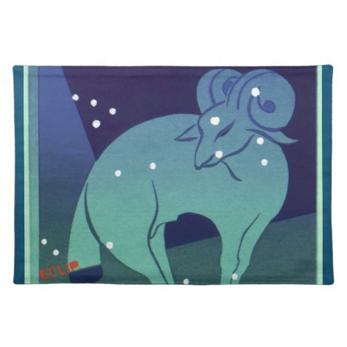 Aries Ram Constellation Vintage Zodiac Astrology Cloth Placemat
