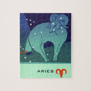 Aries Ram Constellation, Vintage Zodiac Astrology Jigsaw Puzzle