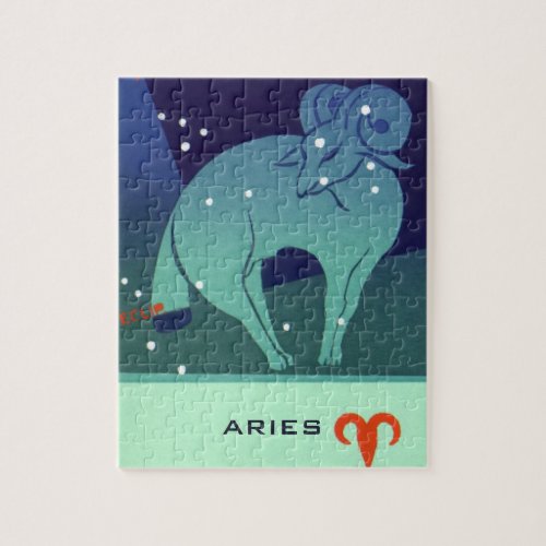 Aries Ram Constellation Vintage Zodiac Astrology Jigsaw Puzzle