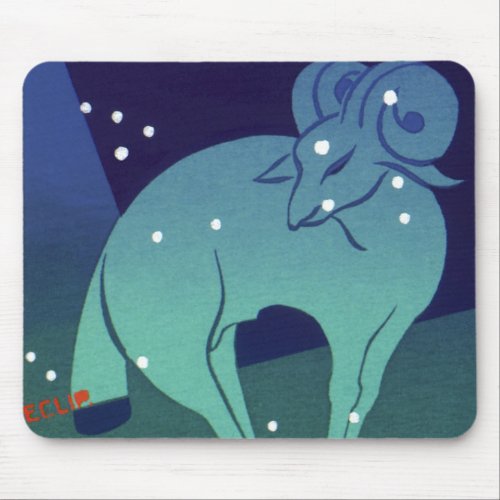 Aries Ram Constellation Vintage Zodiac Astrology Mouse Pad