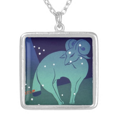 Aries Ram Constellation Vintage Zodiac Astrology Silver Plated Necklace