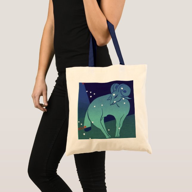 Aries Ram Constellation, Vintage Zodiac Astrology Tote Bag (Front (Product))