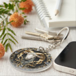 Aries Ram, Diamond and Gold Personalized Keychain<br><div class="desc">A gift for Aries: a beautiful and intricate art nouveau style personalized keychain,  with a sculpted ram with gold and diamond accents. Aries symbols adorn the gems. The word "Aries" can be personalized,  kept as-is,  or erased.</div>