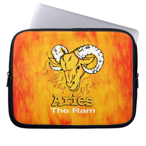 Aries ram flame fire sign orange laptop sleeve