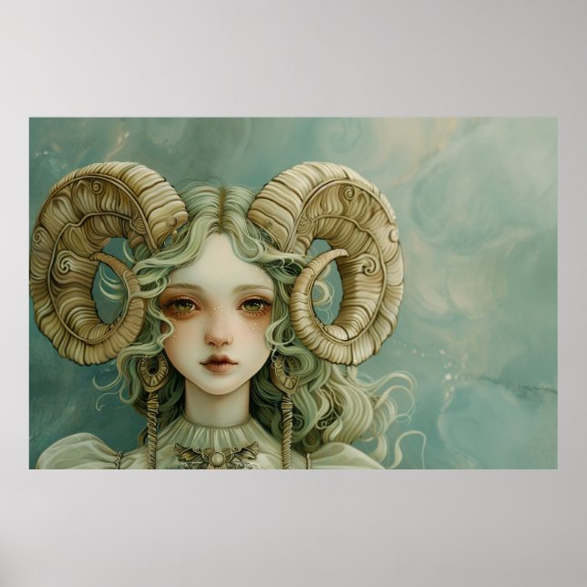 Aries Ram Girl Magical Realism Forestcore Poster (Front)