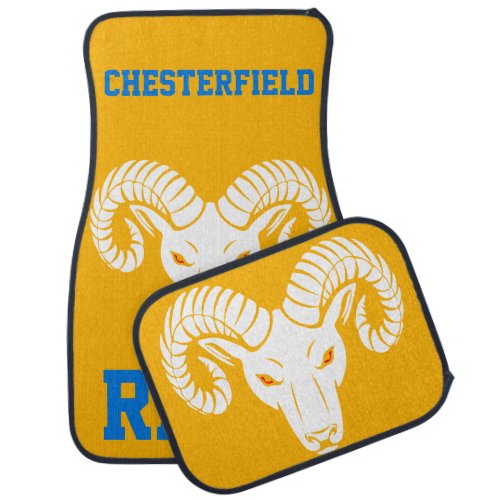 Aries Ram Gold and Blue Chesterfield Car Floor Mat