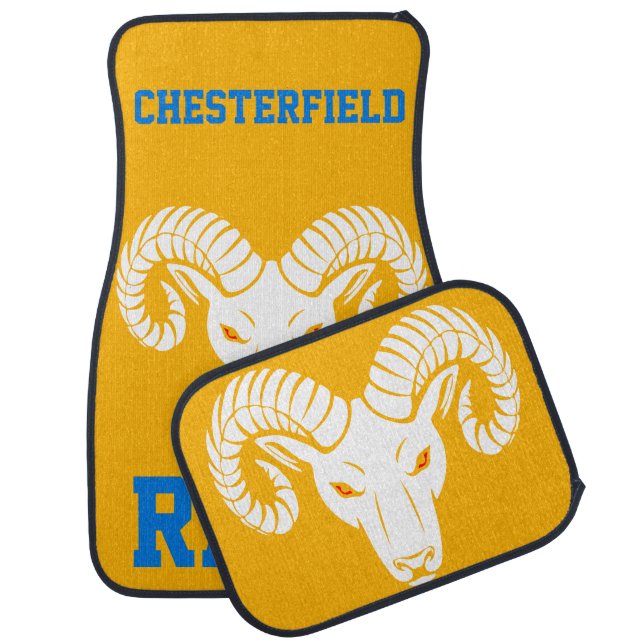 Aries Ram Gold and Blue Chesterfield Car Floor Mat (Set)