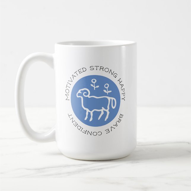 Aries Ram Logo Zodiac Star Sign Astrology Trait Co Coffee Mug (Left)