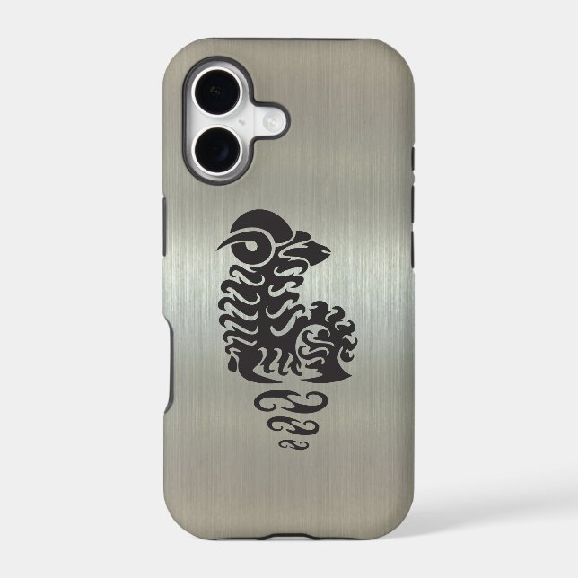 Aries Ram Silhouette with Metallic Effect Iphone Case (Back)