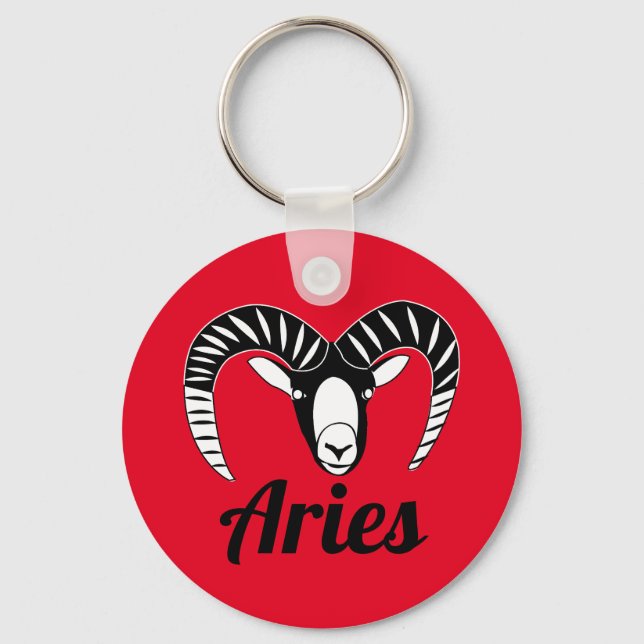 Aries Ram Symbol Astrological Sign Keychain (Front)