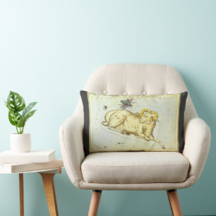 Aries Ram, Vintage Constellation, Urania's Mirror Lumbar Pillow