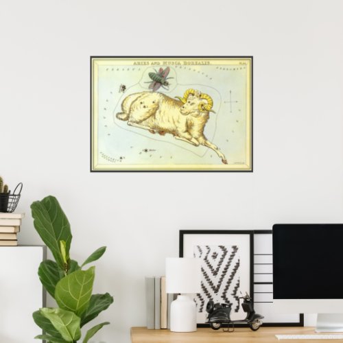 Aries Ram Vintage Constellation Uranias Mirror Poster