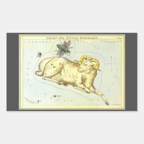 Aries Ram Vintage Constellation Uranias Mirror Rectangular Sticker