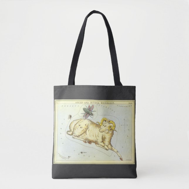 Aries Ram, Vintage Constellation, Urania's Mirror Tote Bag (Front)