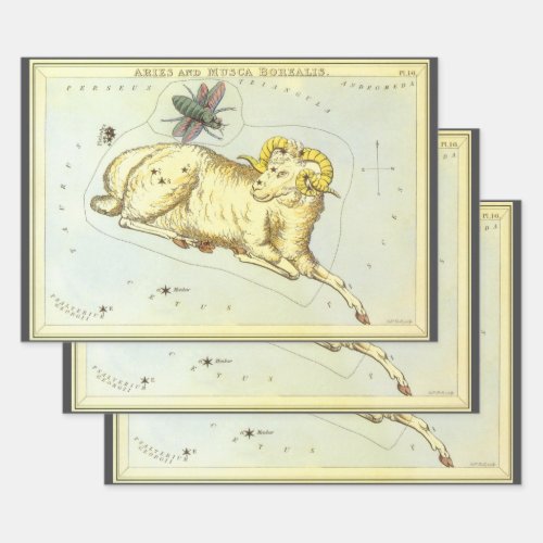 Aries Ram Vintage Constellation Uranias Mirror Wrapping Paper Sheets