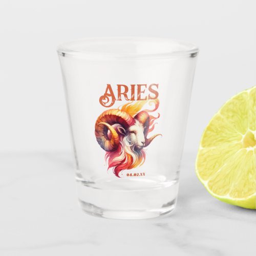 Aries Ram Watercolor Zodiac Sign Birthday Shot Glass