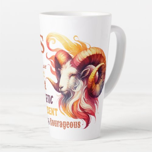 Aries Ram Watercolor Zodiac Sign Traits Birthday Latte Mug