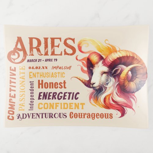 Aries Ram Watercolor Zodiac Sign Traits Birthday Trinket Tray
