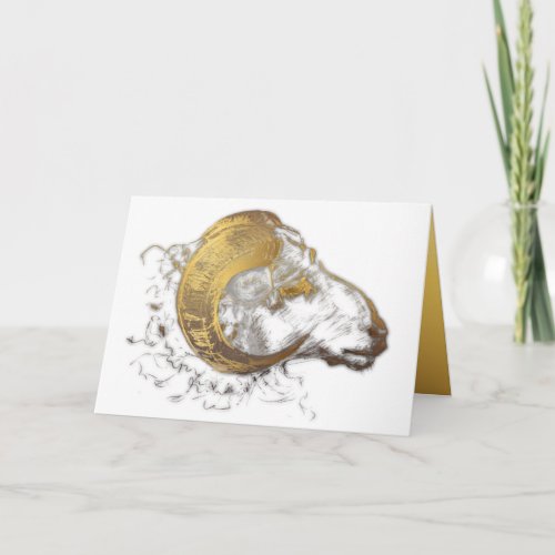 Aries Ram with Golden Horns Astrology Greeting 1 Card