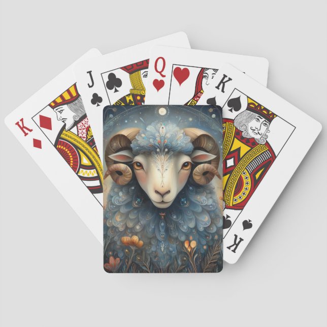 Aries Ram Zodiac Astrology Celestial Birthday Poker Cards (Back)