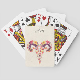 Aries Ram Zodiac Floral  Poker Cards