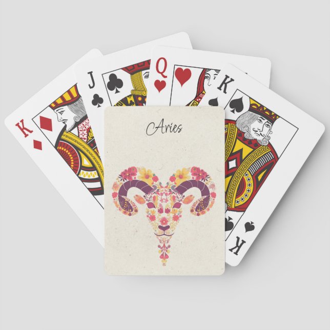 Aries Ram Zodiac Floral  Poker Cards (Back)