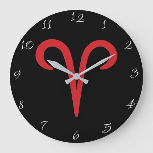 ARIES Red Astrology Zodiac March April Birthday Large Clock