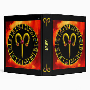ARIES ,red black yellow 3 Ring Binder