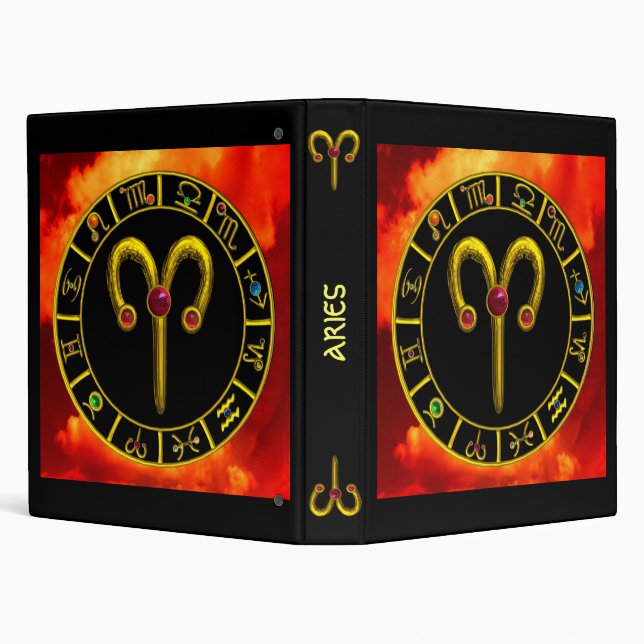 ARIES ,red black yellow 3 Ring Binder (Background)