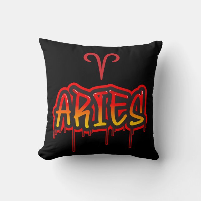 ARIES Red Drip Astrology Zodiac March April  Throw Pillow (Front)