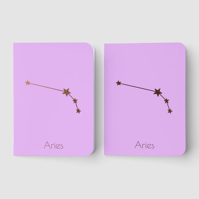 Aries Rose Gold Foil Pocket Notebook Set (Front)