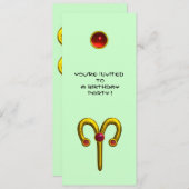ARIES RUBY ,  bright yellow green  red Invitation (Front/Back)