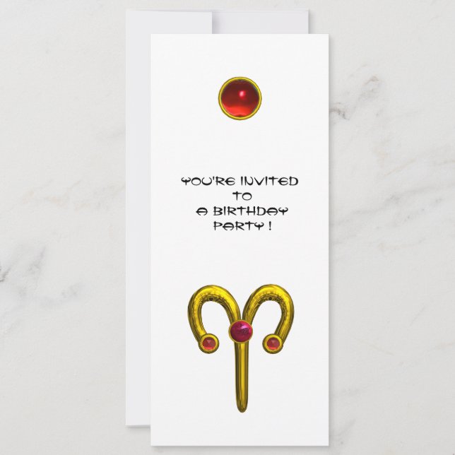 ARIES RUBY ,  bright yellow white red Invitation (Front)