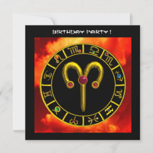 ARIES RUBY circle ,bright yellow red orange black Invitation