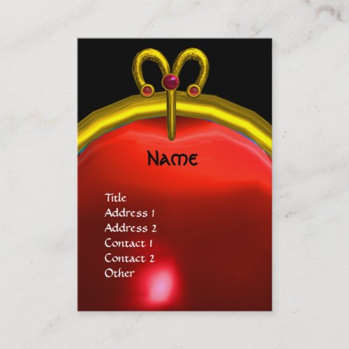 ARIES RUBY MONOGRAM  bright  yellow black red Business Card