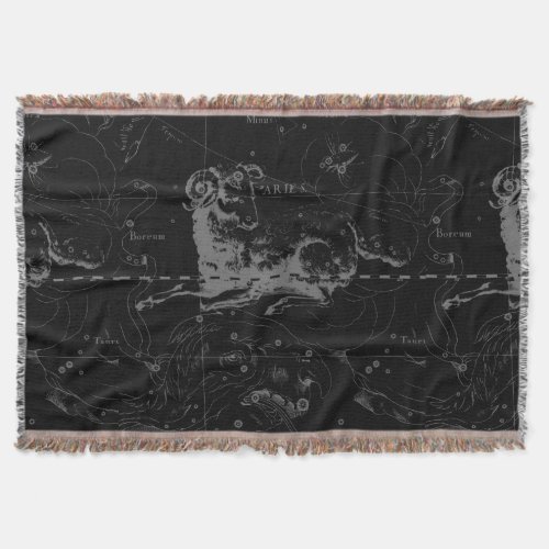 Aries Sign Constellation Hevelius circa 1690 Throw Blanket