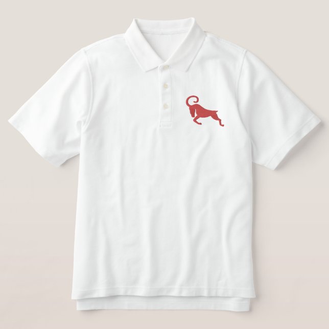 Aries Sign Embroidered Polo Shirt (Design Front)