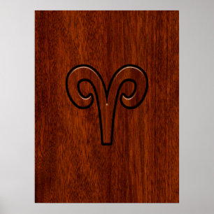 Aries Sign on Mahogany like print decor