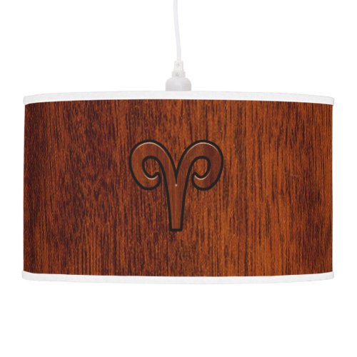 Aries Sign on Mahogany like print decor Ceiling Lamp