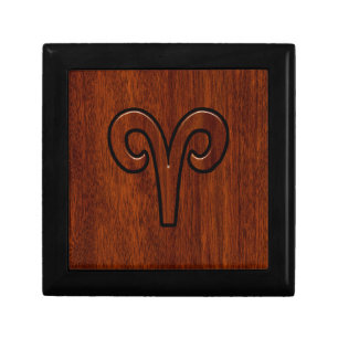 Aries Sign on Mahogany like print decor Gift Box