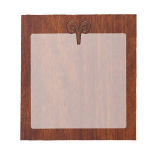 Aries Sign on Mahogany like print decor Notepad