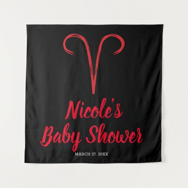 ARIES Sign Red Astrology Zodiac Party Backdrop (Front)