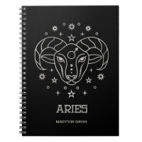 Aries Silver Zodiac Sign Personalized Notebook
