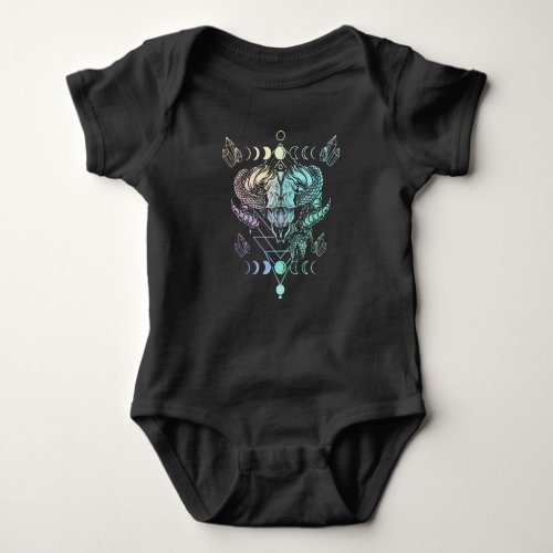 Aries Skull Snake Wicca Occult Crescent Moon Goth Baby Bodysuit
