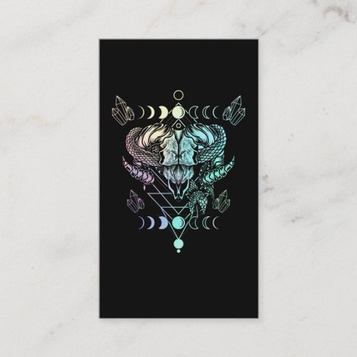 Aries Skull Snake Wicca Occult Crescent Moon Goth Business Card