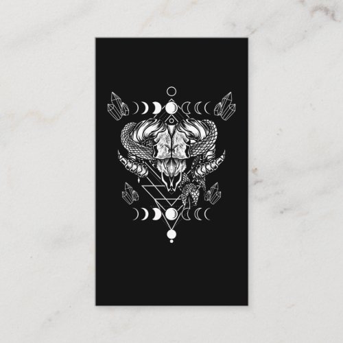 Aries Skull Wicca Occult Crescent Moon Witchcraft Business Card