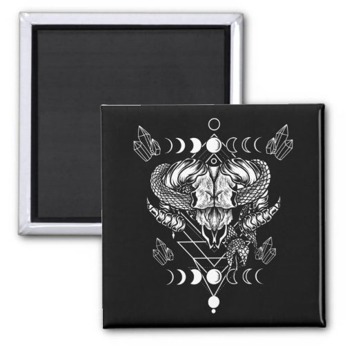 Aries Skull Wicca Occult Crescent Moon Witchcraft Magnet