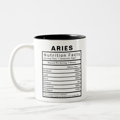 Aries Star Sign Nutrition Facts Statistics Two_Tone Coffee Mug