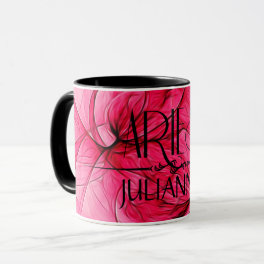 Aries Star Sign Zodiac Mug in Pink and Black