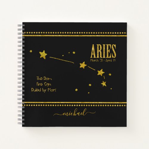 Aries Star Zodiac Sign Notebook